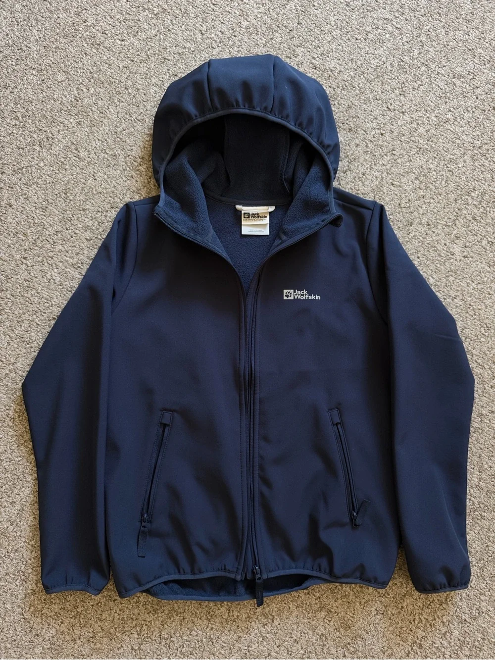 Jack Wolfskin Navy Hooded Softshell Jacket for Kids